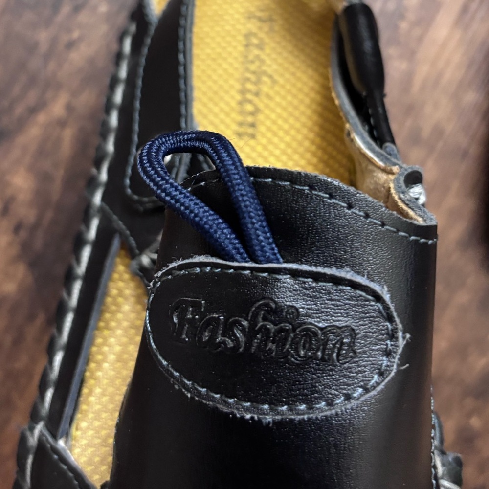 HSY Men's Sandal Fashion Slip On Black Leather Closed Toe Sandals Size 13 - Picture 4 of 7